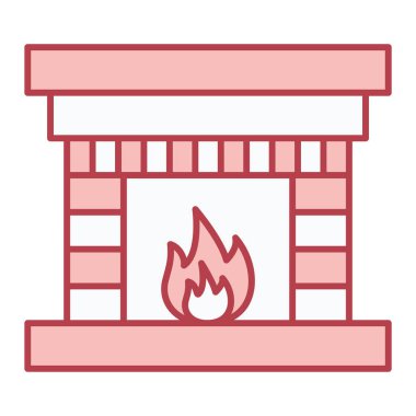 Şöminede ateş ve baca vektör çizimi var.