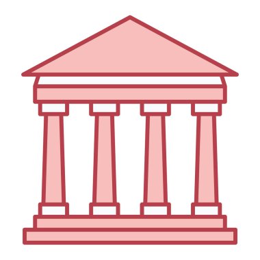Banka binası ikonu. Mahkeme vektör sembolü web tasarımının özet çizimi