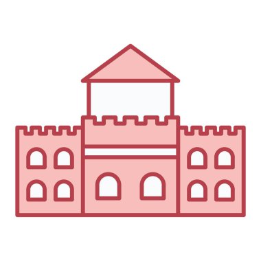 Şato kulesi ikonu. Web için ortaçağ inşa vektör simgelerinin özet çizimi