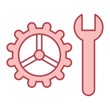 İngiliz anahtarı ve tornavida vektör simgesi. Grafik ve web tasarımı için beyaz arkaplanda izole edilmiş resimler.