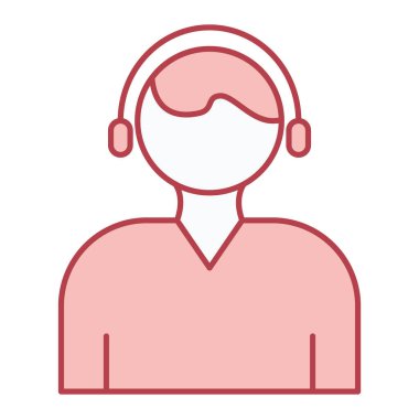 kulaklık çizgisi olan ve biçim ikonu çizimi çizimi olan avatar kadın