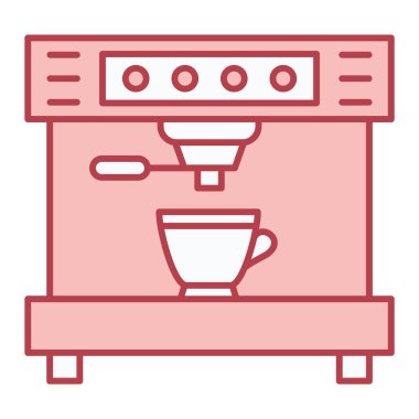 Kahve makinesi ikonu. Ana hatlı vektör çizimi. beyaz arkaplanda izole.