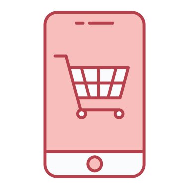 alışveriş arabası vektör çizimi olan cep telefonu