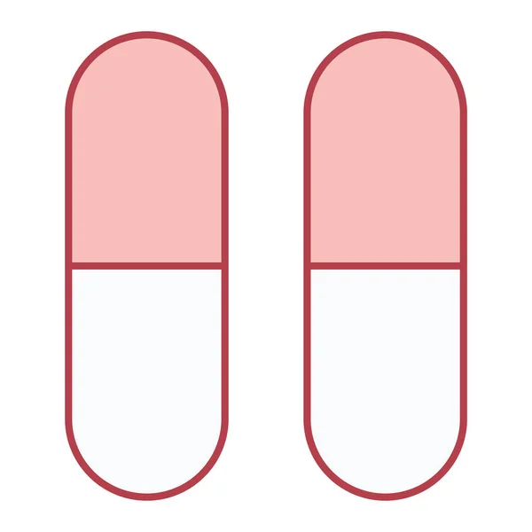 Icona Pillola Rossa Isolata Sfondo Bianco Illustrazione Vettoriale — Vettoriale Stock