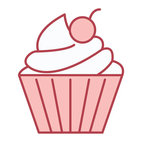 Cupcake Met Chocolade Crème Pictogram Vector Illustratie Ontwerp — Stockvector