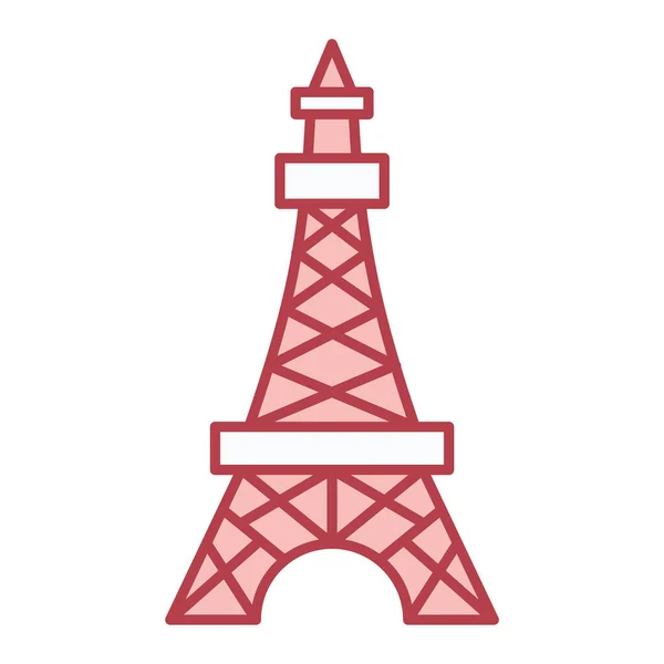 Torony Ikon Lapos Stílusban Elszigetelt Fehér Háttér Eiffel Design Szimbóluma — Stock Vector
