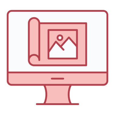 Web ve mobil uygulama tasarımınız için beyaz arkaplanda izole edilmiş simge vektörü, dizüstü bilgisayar logosu konsepti