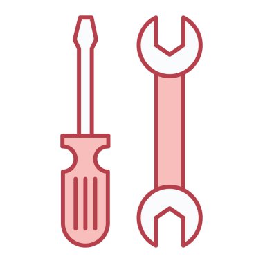 İngiliz anahtarı ve tornavida ikonu. vektör illüstrasyonu