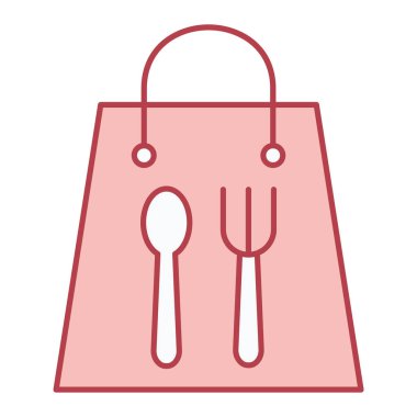 Gıda ve kap kacak vektör illüstrasyon tasarımı içeren alışveriş çantası