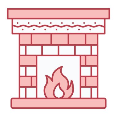 Ateş simgesi vektör illüstrasyon tasarımlı şömine