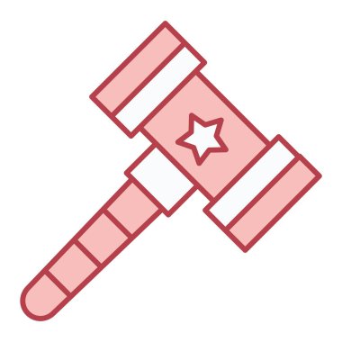 Çekiç Simgesi Vektörü. İnce çizgi işareti. İzole edilmiş kontür sembolü gösterimi