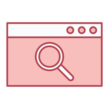 Tarayıcı arama simgesi vektörü. İnce çizgi işareti. İzole edilmiş kontür sembolü gösterimi