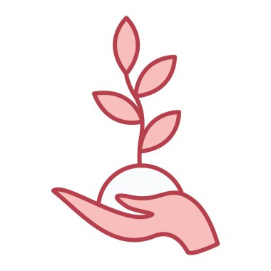 Yaprak ikonlu bitki. Ekoloji ve doğa teması. Yalnız tasarım. vektör illüstrasyonu