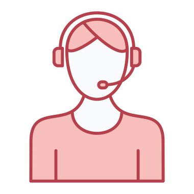 Kulaklık satırına sahip çağrı merkezi operatörü ve biçim ikon vektör çizimi tasarımı