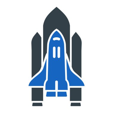 Beyaz arkaplanda izole edilmiş roket simgesi vektörü, uzay gemisi logosu kavramı