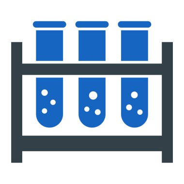 Test tüpleri simgesi. Beyaz arkaplanda izole edilmiş web tasarımı için kimya matarası vektör simgelerinin basit çizimi
