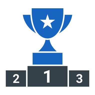 Ödül ve vektör illüstrasyonuyla kazanan podyum