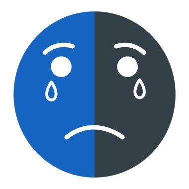Üzgün yüz ikonu. Web için ağlayan ifade vektör simgelerinin basit çizimi