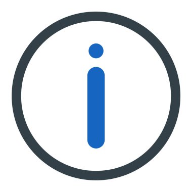 Bilgi vektör simgesi. bu yuvarlak düz sembol beyaz arkaplanda pürüzsüz mavi renklerle çizilir