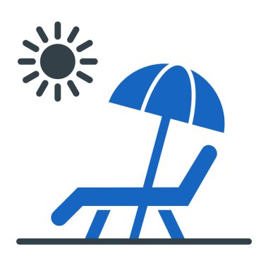 Plaj sandalyesi ikonu. Web için güneş paneli vektör simgelerinin özet çizimi