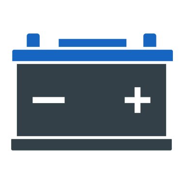 Araba aküsü simgesi. Web tasarımı için elektrik toplayıcı vektör simgelerinin basit illüstrasyonu