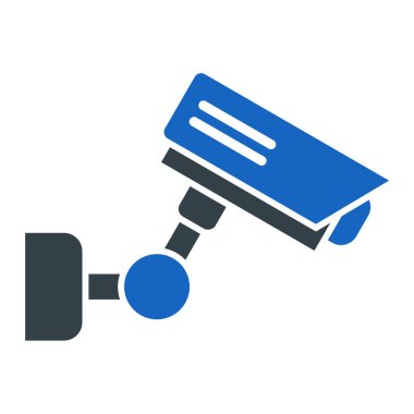 Güvenlik kamerası ikon vektörü. Düz çizim. 10 saniye.