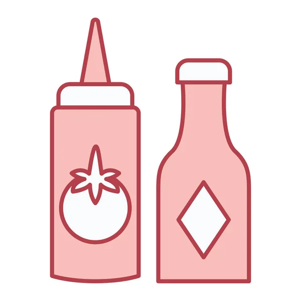 Ketchup Fles Met Saus Chili Peper Vector Illustratie — Stockvector