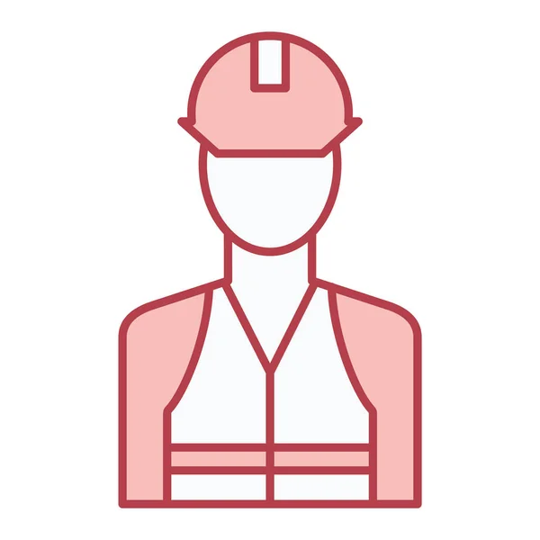 Icono Trabajador Construcción Contorno Constructor Con Signo Vector Casco Símbolo — Vector de stock