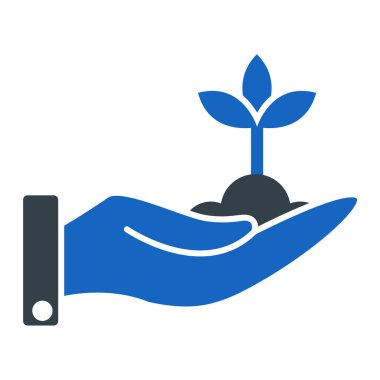 Bir bitkiyi tutan el. vektör illüstrasyonu