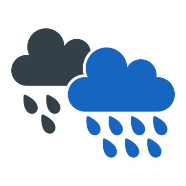 Yağmur bulutları simgesi. Bulut vektör çiziminin karikatürü. beyaz arkaplanda izole