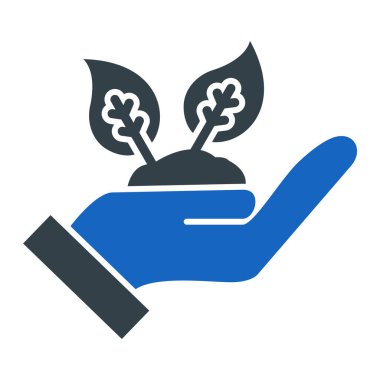 Moda stili izole edilmiş vektör illüstrasyonunda bir yaprak simgesini tutan el