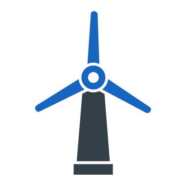 Rüzgar türbini ikonu. Web için yel değirmeni vektör simgelerinin düz çizimi