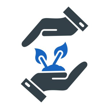 Bir bitki ikonunu tutan el. vektör illüstrasyonu