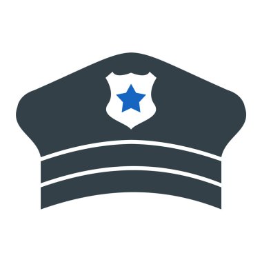 Polis şapkası ikonu. Şerif yarasa vektör sembolünün düz çizimi ve ağ için gölge