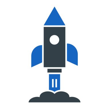 Beyaz arkaplanda izole edilmiş roket simgesi vektörü, şeffaf işareti başlat