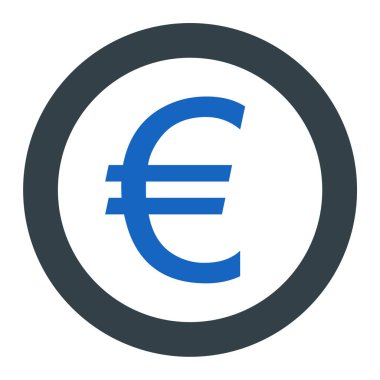 Euro vektör simgesi. biçim düz sembol, beyaz renk, yuvarlak açılar, gri arkaplan