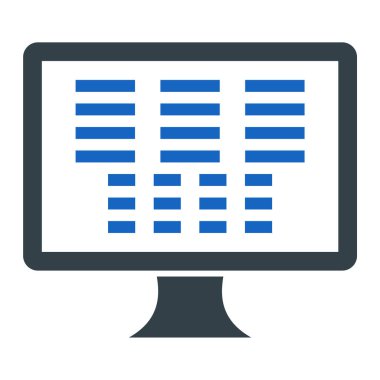 Bilgisayar monitörü simgesi. Beyaz arkaplanda izole edilmiş web tasarımı için lcd vektör simgelerinin basit çizimi