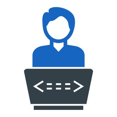 dizüstü bilgisayar kutsal kişilerin resmi, vektör çizim ile adam