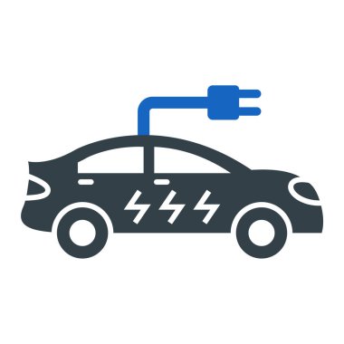 Araba şarj ikonu. Web için elektrikli araç vektör simgelerinin özet çizimi