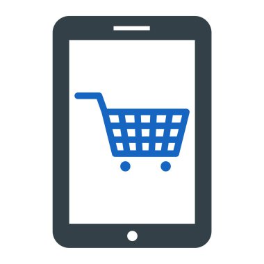 Alışveriş arabası çizimi olan cep telefonu