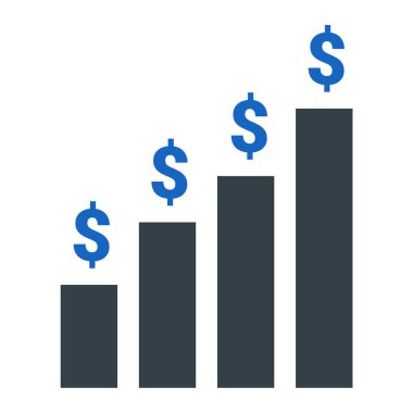 Dolar sembollü finansal büyüme grafiği, hisse vektör illüstrasyonu