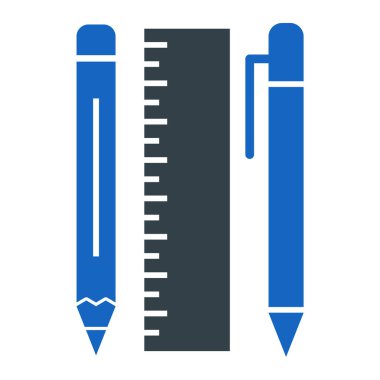 Kalem, kalem ve cetvel simgesi. vektör illüstrasyonu