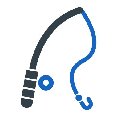 Balık kancası ikonu. Beyaz arkaplanda ana hatlı spor ekipmanı vektör çizimi sembolü