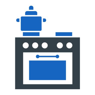Mutfak sobası ikonu. Web için gaz fırını vektör simgelerinin özet çizimi