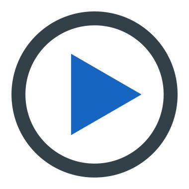 Düğme vektör simgesini oynat. biçim, beyaz arkaplanda düz yuvarlak kare renk sembolüdür.