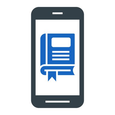 Kitap ikonlu akıllı telefon. Online eğitim sembolü. vektör illüstrasyonu