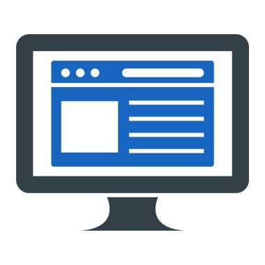 Beyaz arkaplanda izole edilmiş web tasarımı için bilgisayar izleyici vektör simgelerinin basit çizimi