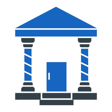 Banka binası ikonu. Web için hukuk mahkemesi vektör simgelerinin düz çizimi