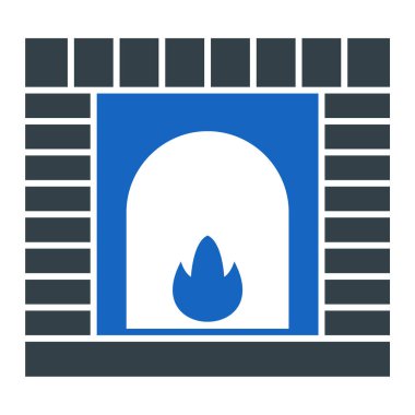 Şömine ikonu. vektör illüstrasyonu