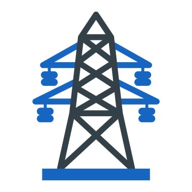 Güç kulesi simgesi. Web için enerji vektör simgelerinin özet çizimi